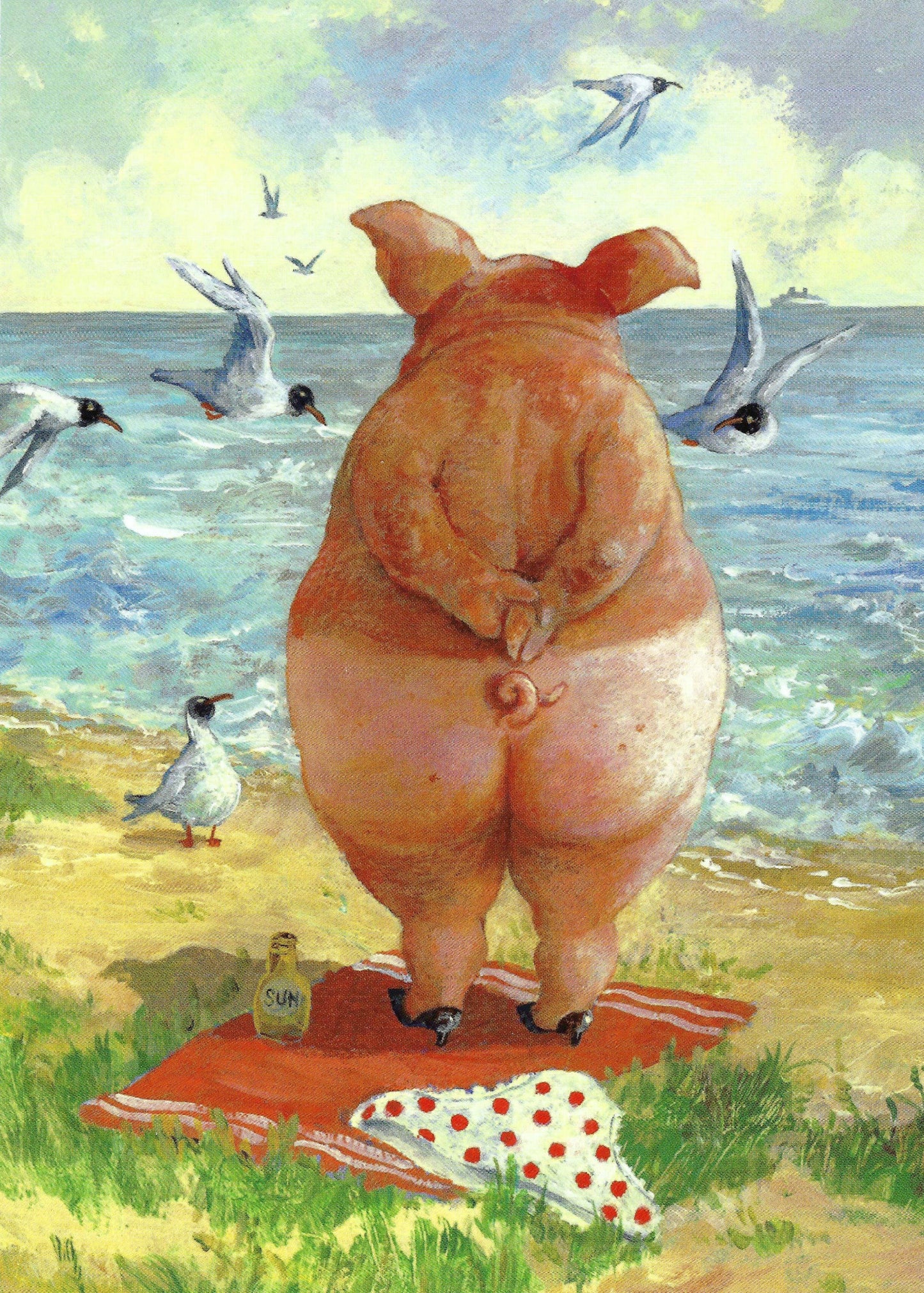 Inkognito  - Beach Pig - Postcard