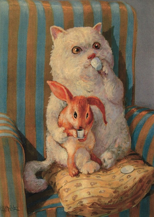Inkognito - Cat - Rabbit - Bunny - Espresso - Postcard