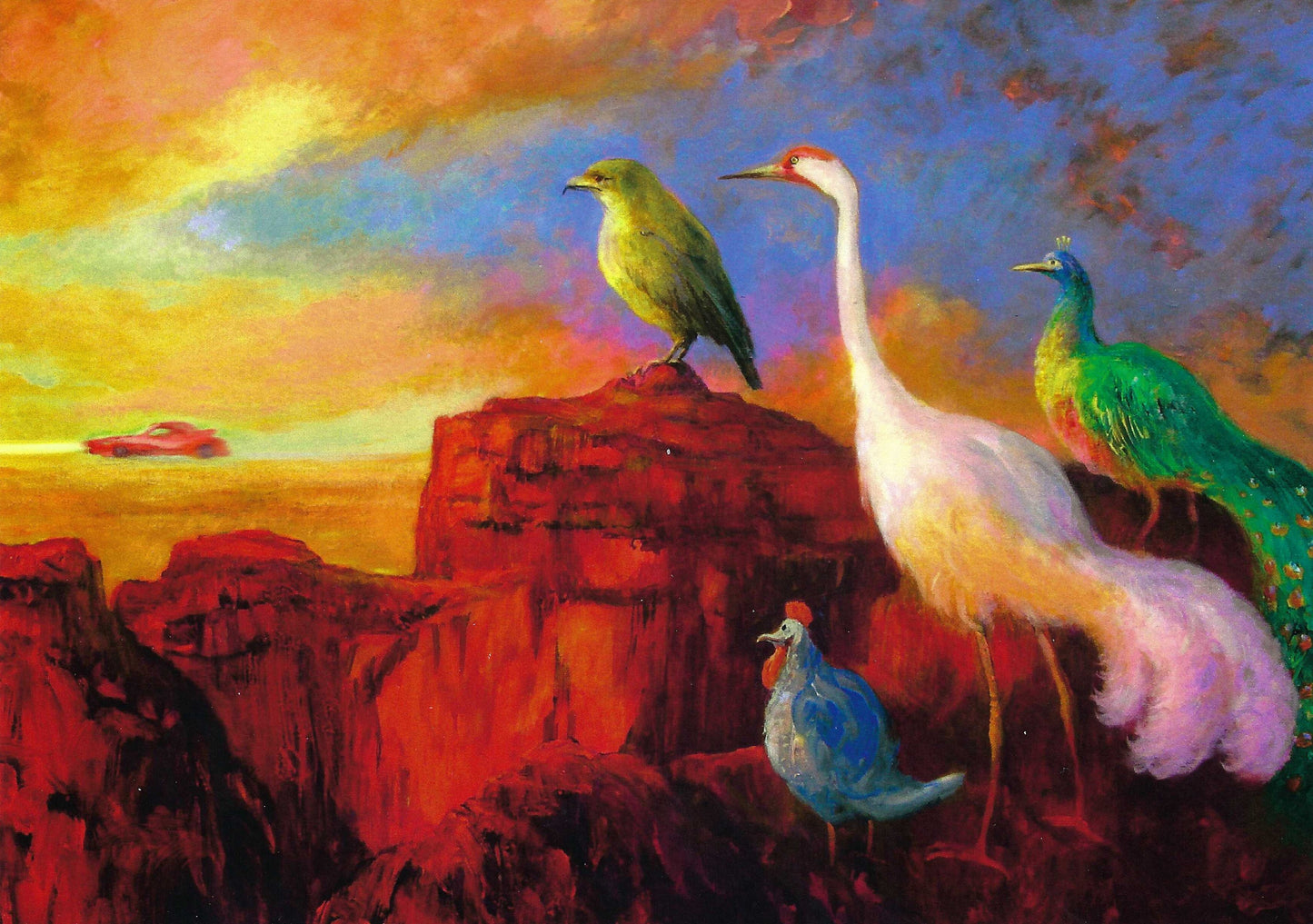Inkognito Postcard – Drive-in Theater  - Birds - by Rudi Hurzlmeier