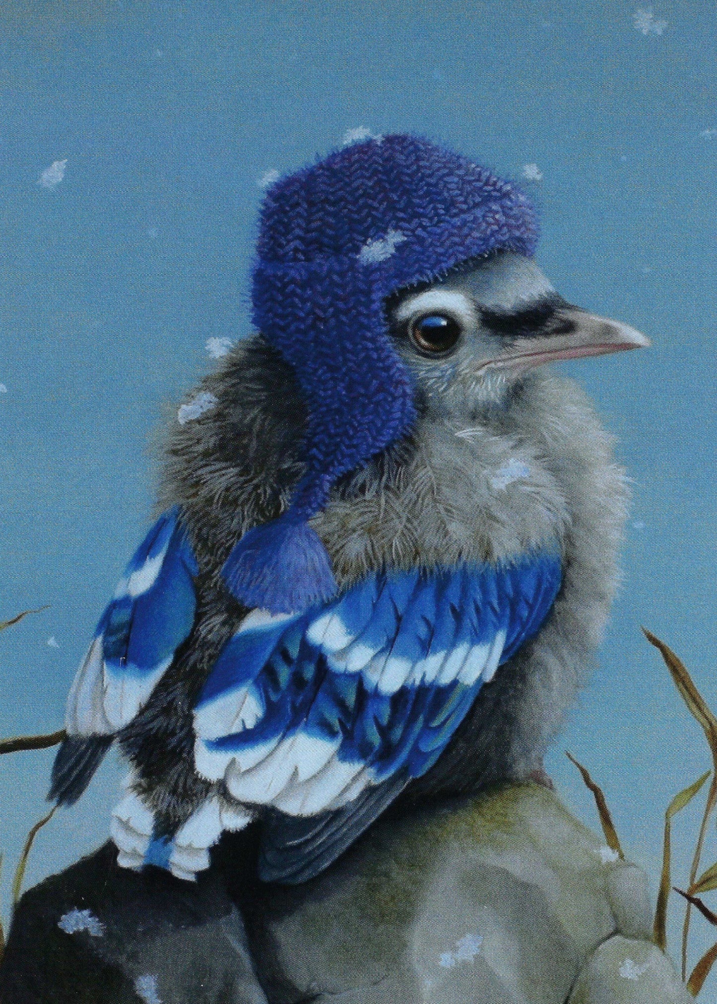 Inkognito Postcard - The First Snow - Bird - Hat