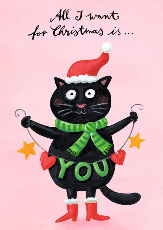 Inkognito Postcard - Cat - Christmas - All I Want for Christmas