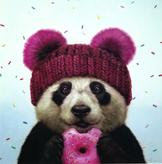 International Graphics - Lucia Heffernan - First Bite - Panda with Hat - Postcard