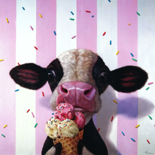 International Graphics - Lucia Heffernan - Mooo-Licious - Cow - Ice Cream Cone - Postcard