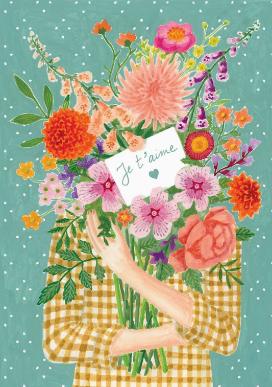 Flowers - I Love You Postcard by Mélanie Voituriez