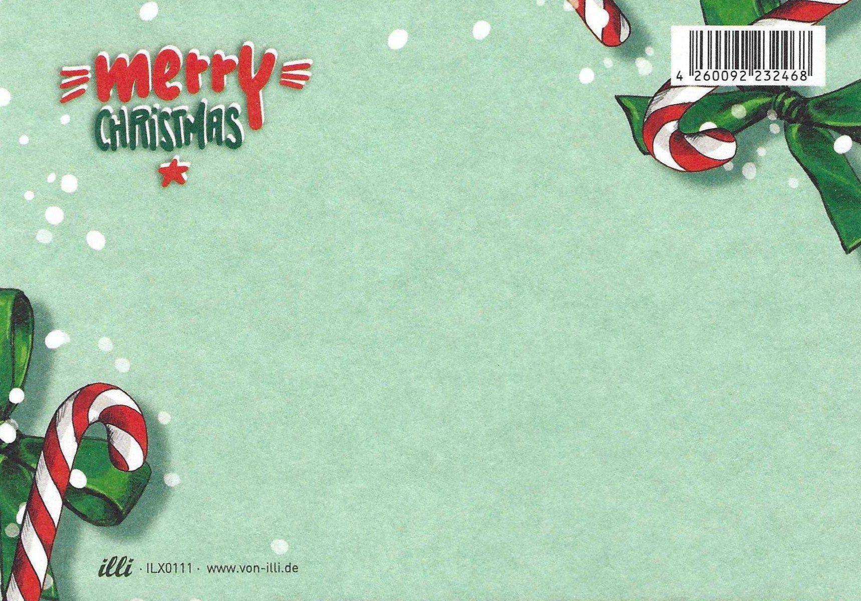Candy Cane Christmas Postcard Back by Nobis Design 