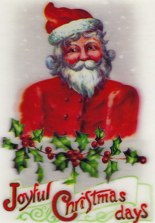 L.M. Kartenvertrieb - Christmas - Santa Claus - Holly - 3D Postcard