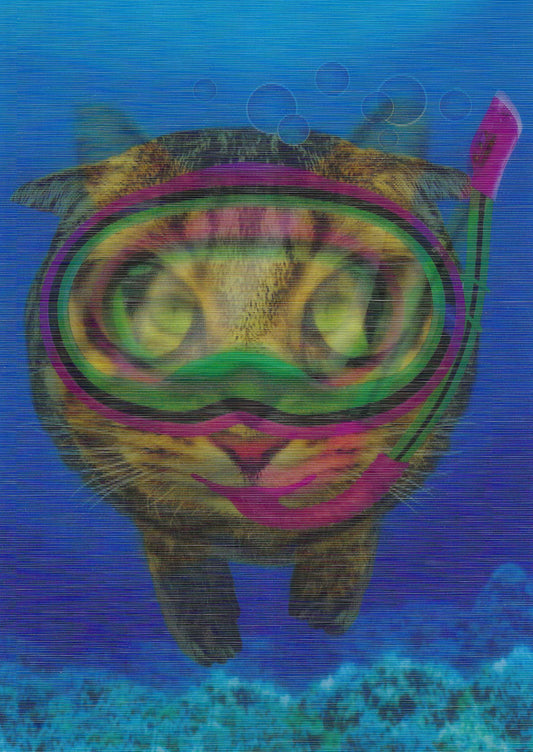 L.M. Kartenvertrieb - Diving Cat - Snorkeling - Ocean - Lenticular Postcard