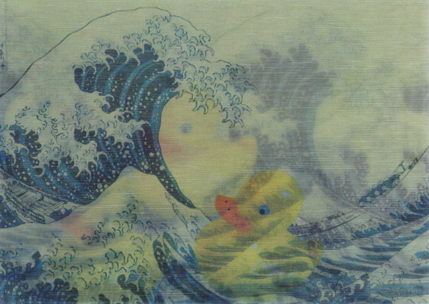 L.M. Kartenvertrieb - Hokusai Wave with Rubber Duck - Lenticular Postcard