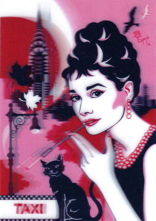 L.M. Kartenvertrieb - Juan Carlos Espejo - Audrey Hepburn - Breakfast at Tiffany's - 3D Postcard
