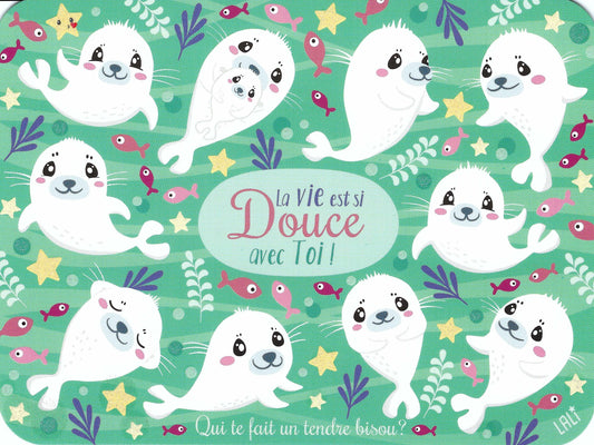 Lali Riddle Postcard - Seal - Seals - Life is Sweet with You - Postcard