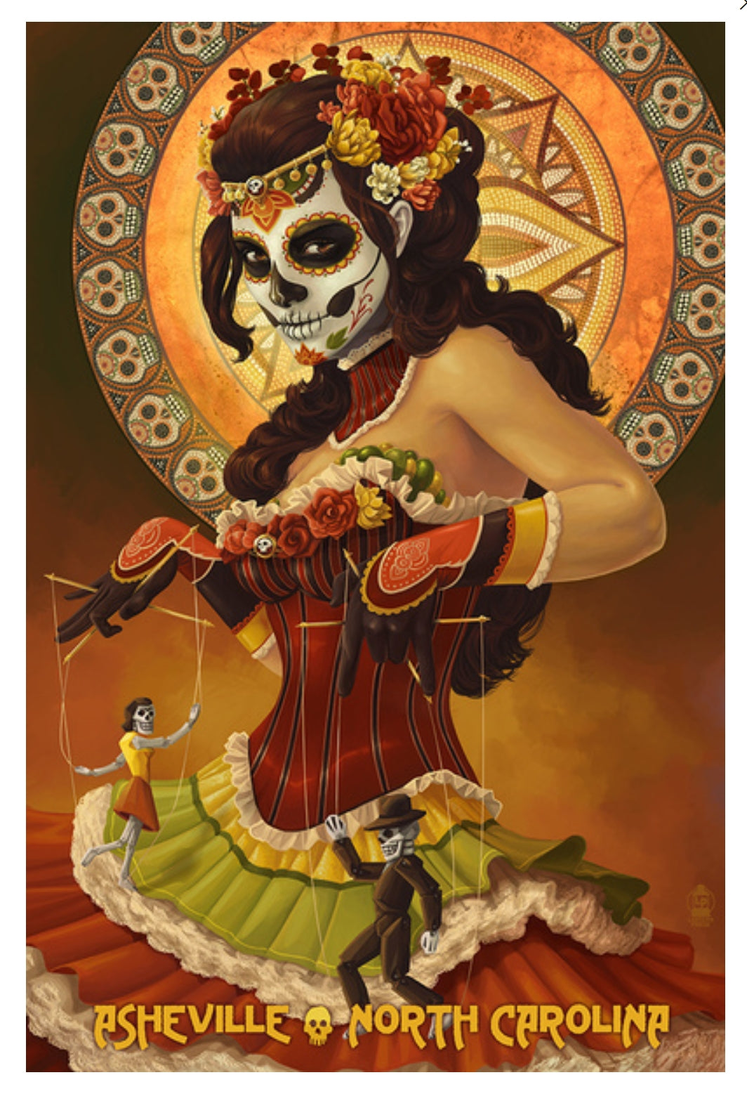 Lantern Press Postcard - Asheville North Carolina - Day of the Dead - Postcrossing Postcard