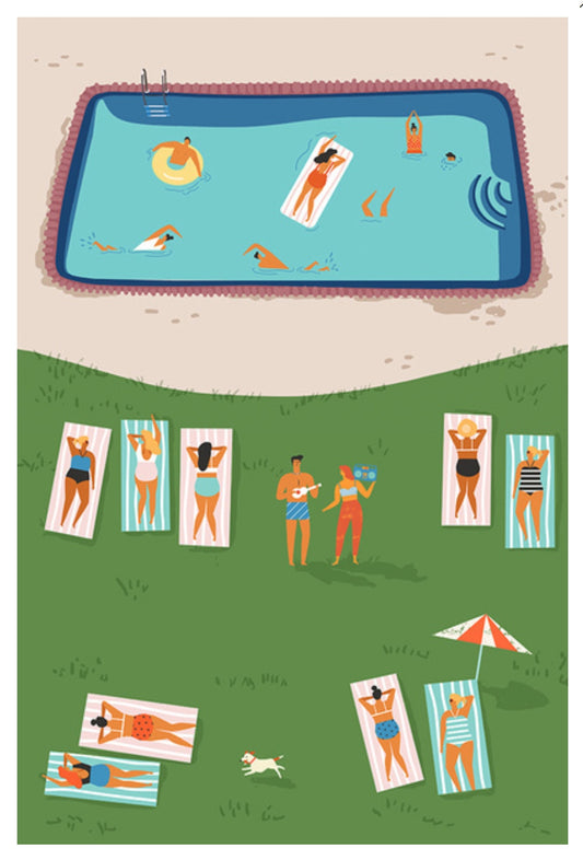 Lantern Press - Pool - Swim - Suntan- Postcard