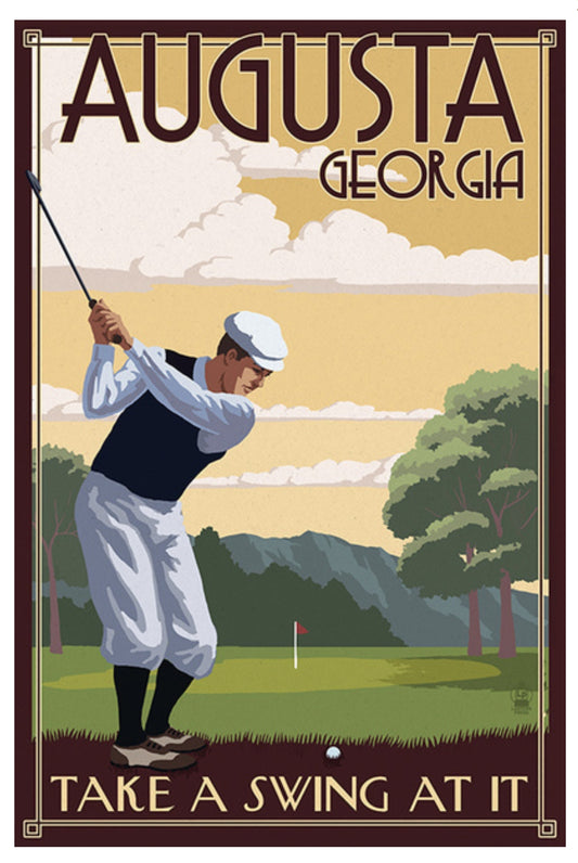 Lantern Press Postcard - August Georgia Postcard - Golfing Postcard - Postcrossing Postcard