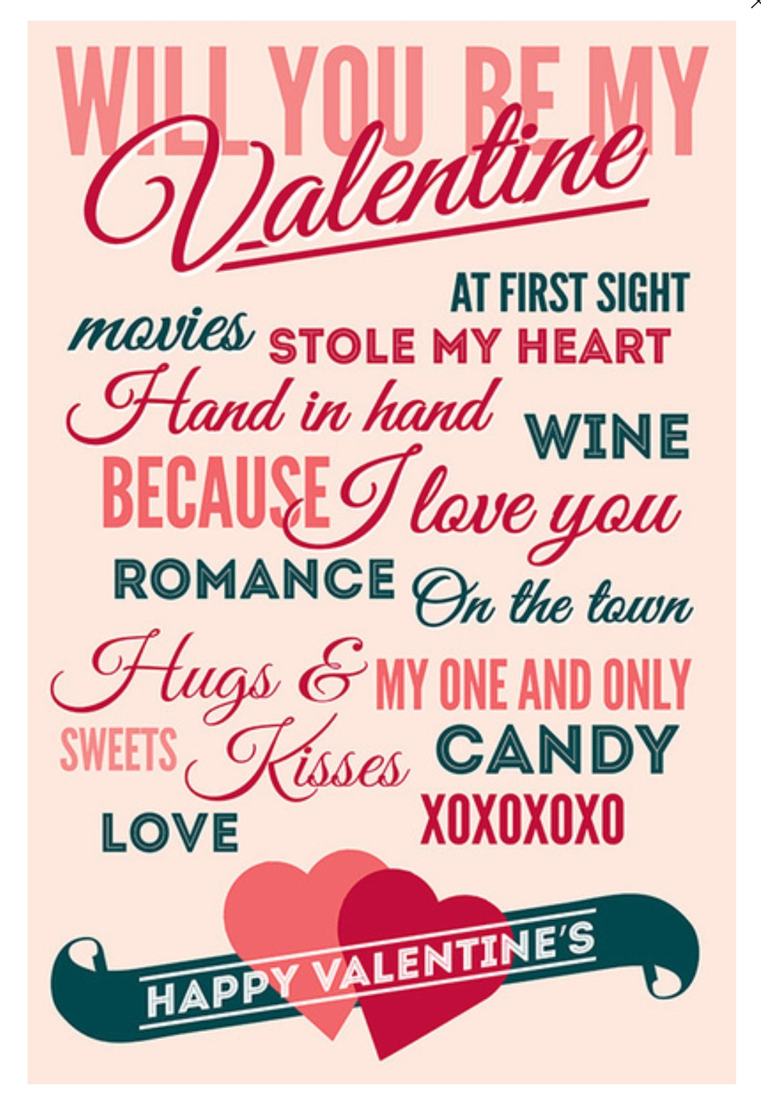 Lantern Press - Valentine's Day - Be Mine - Typography - Postcard