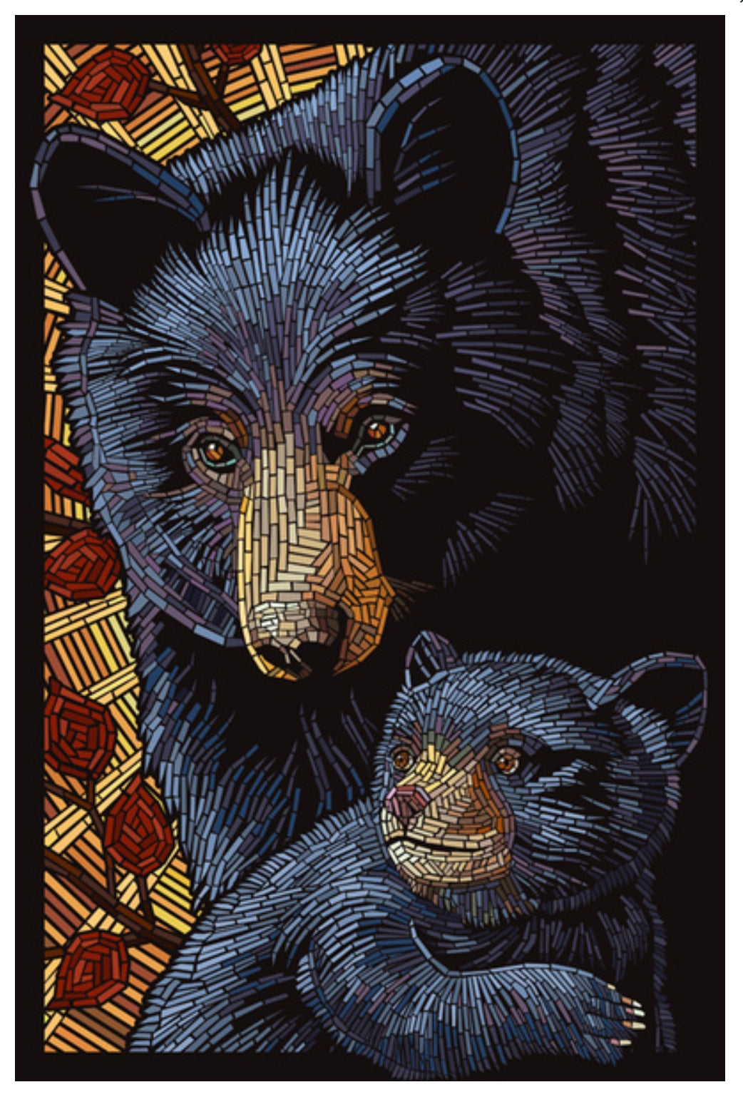 Lantern Press - Bear - Mosaic - Postcard