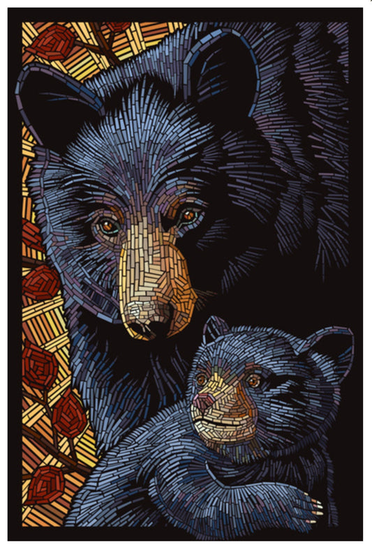 Lantern Press - Bear - Mosaic - Postcard