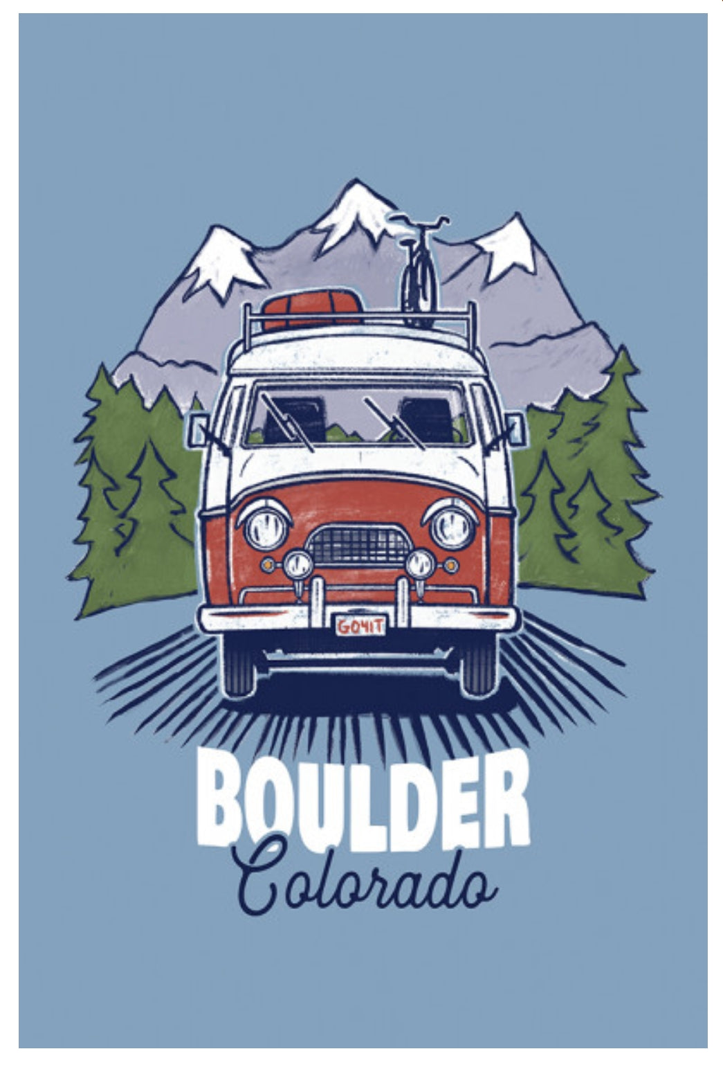Lantern Press Postcard - Boulder Colorado Postcard - Campervan - Mountains - Postcrossing Postcard - Postcards for Postcrossing