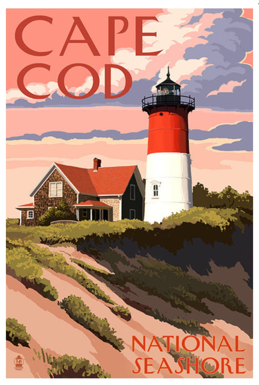 Lantern Press - Cape Cod - Massachusetts - Nauset Light Lighthouse - National Seashore - Sunset - Postcard