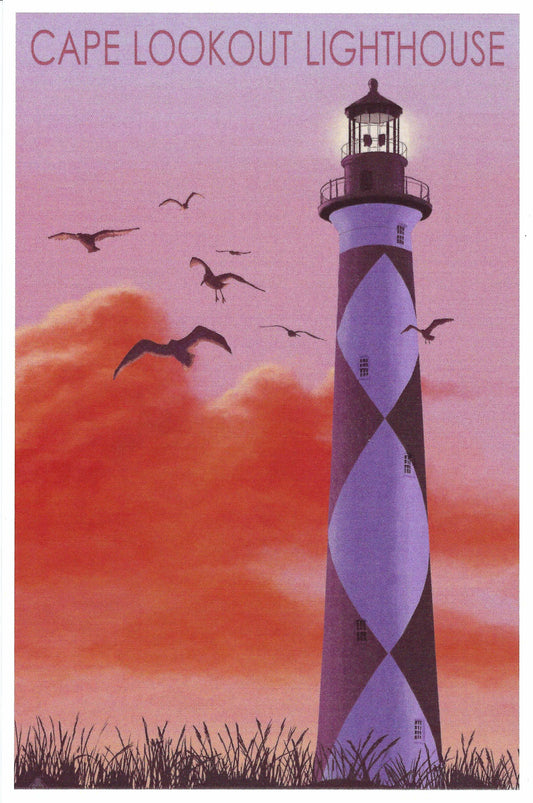 Lantern Press - Cape Lookout Lighthouse - Outer Banks - North Carolina - Postcard