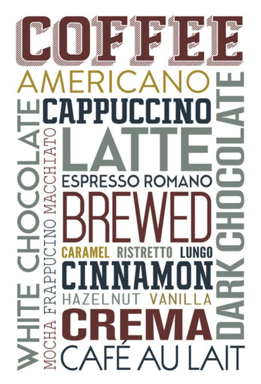 Lantern Press - Coffee Typography - Postcard