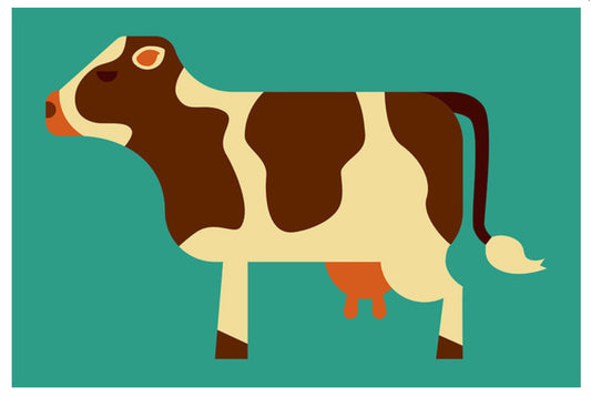 Lantern Press - Cow - Geometric - Postcard