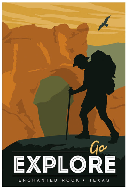 Lantern Press - Enchanted Rock - Texas - Go Explore - Backpacker - Postcard