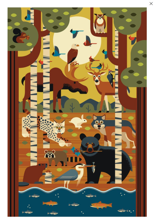 Lantern Press - Forest Animals - Geometric - Postcard