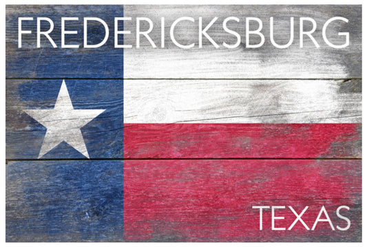 Lantern Press - Fredericksburg - Texas - Rustic Texas State Flag - Postcard