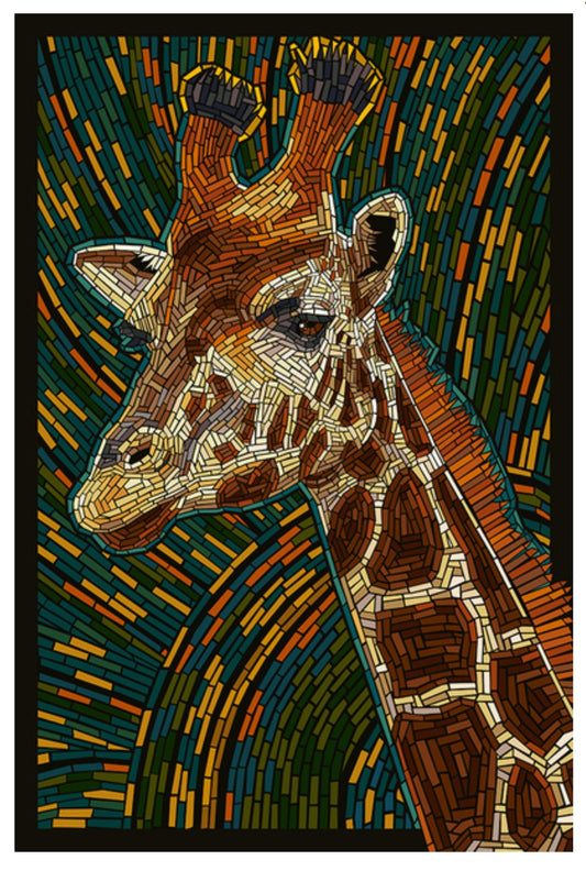 Lantern Press - Giraffe - Mosaic - Postcard