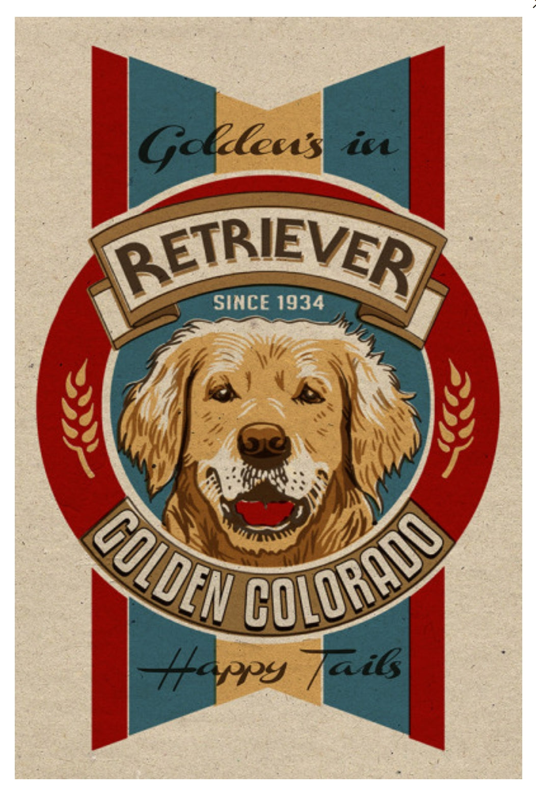 Lantern Press - Golden, Colorado - Retro Beer Ad - Golden Retriever - Postcard