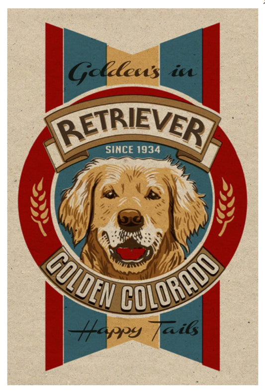 Lantern Press - Golden, Colorado - Retro Beer Ad - Golden Retriever - Postcard