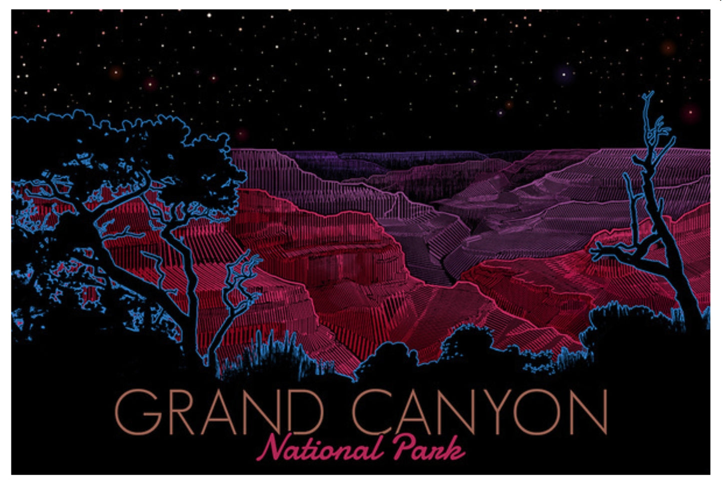 Lantern Press - Grand Canyon National Park - Arizona - Night Sky - Postcard
