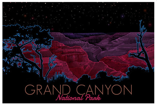 Lantern Press - Grand Canyon National Park - Arizona - Night Sky - Postcard