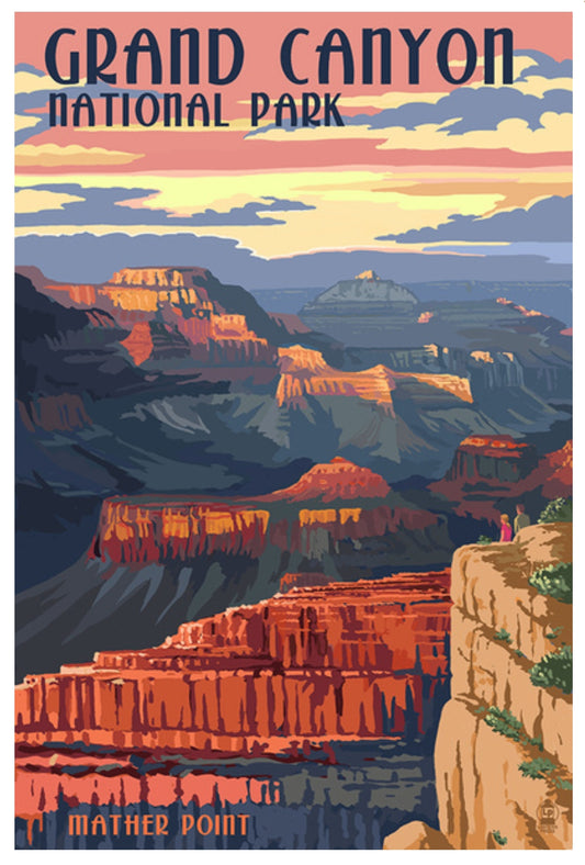 Lantern Press - Grand Canyon National Park, Arizona - Mather Point - Postcard