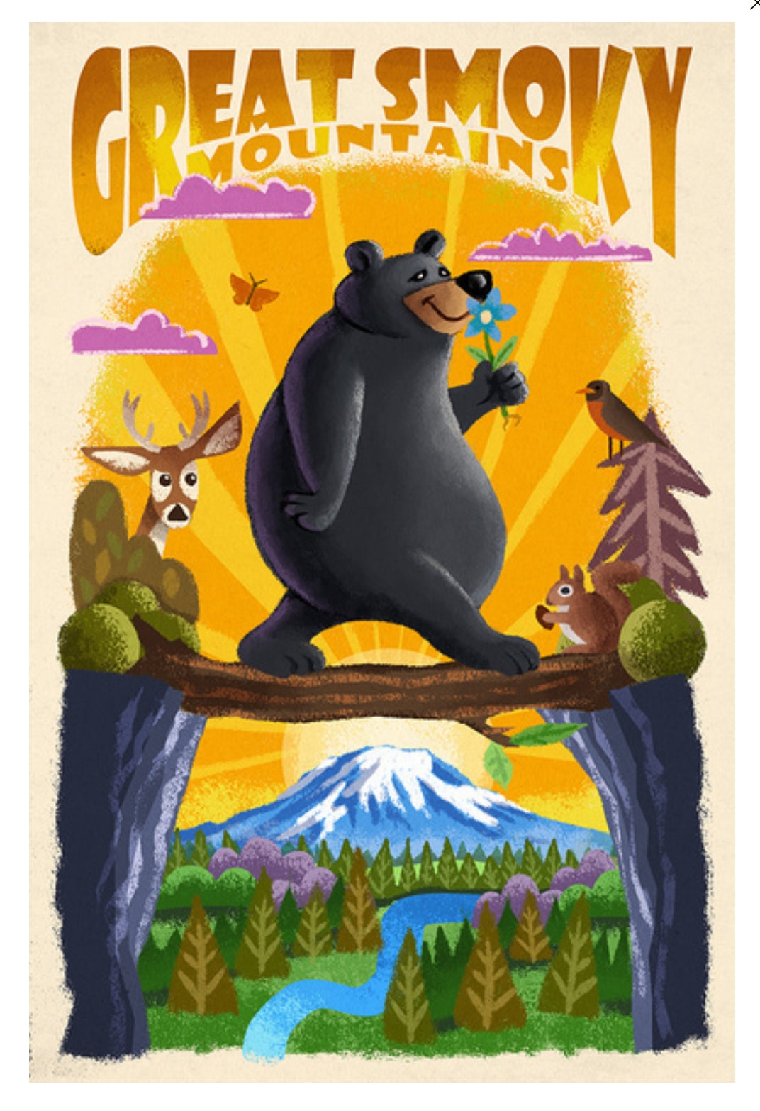 Lantern Press - Great Smoky Mountains - North Carolina - Black Bear - Postcard