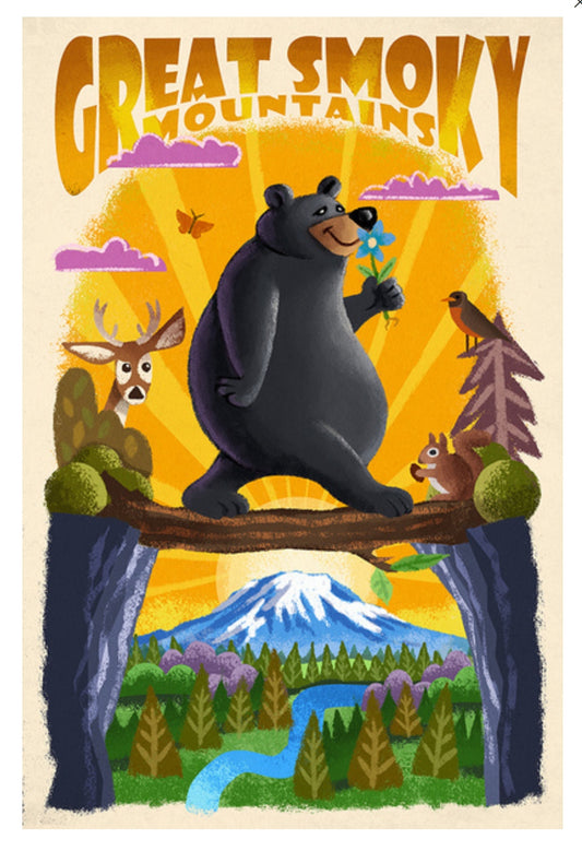 Lantern Press - Great Smoky Mountains - North Carolina - Black Bear - Postcard