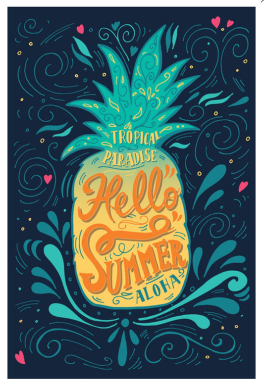 Lantern Press - Hello Summer - Pineapple - Aloha - Postcard