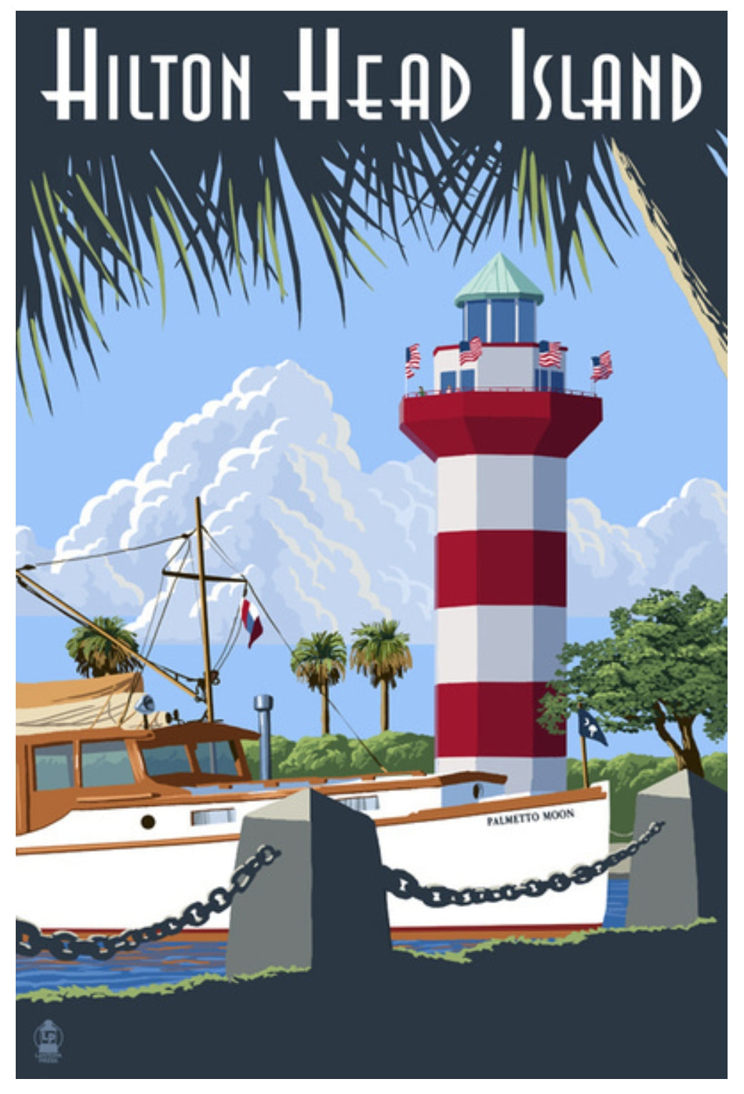 Hilton Head Island Postcard - Harbour Town Lighthouse - Lantern Press