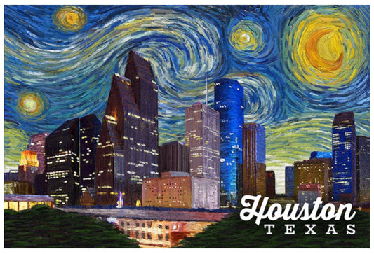 Lantern Press - Houston - Texas -Starry Night Series - Postcard