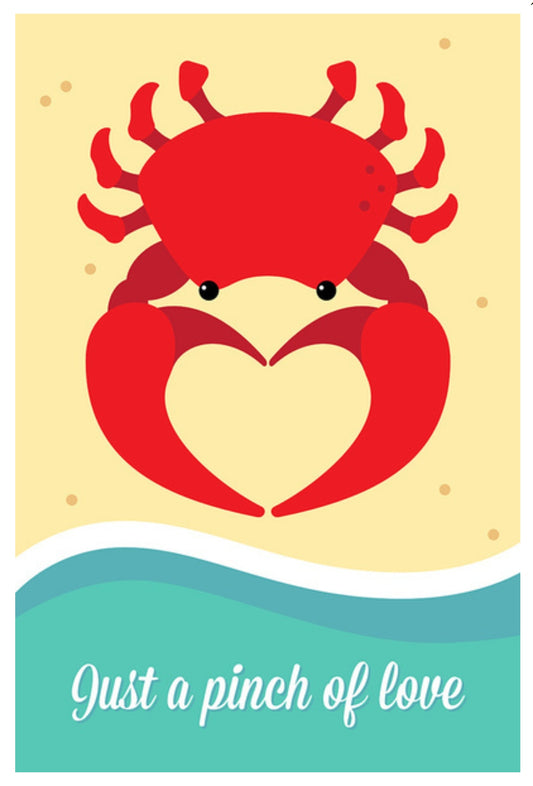 Lantern Press - Just a Pinch of Love - Crab - Heart - Postcard