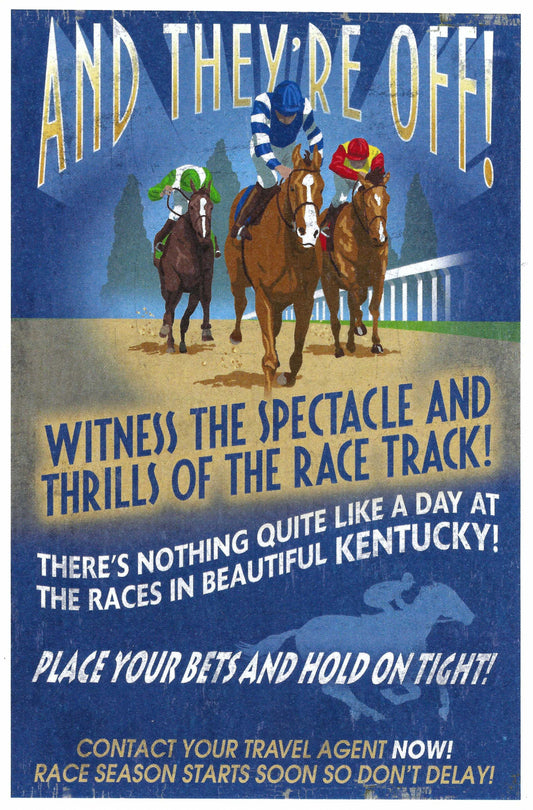 Lantern Press - Kentucky - Horse Racing Vintage Sign - Derby - Postcard