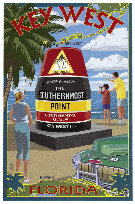 Lantern Press - Key West_ Florida - The Southernmost Point - Postcard