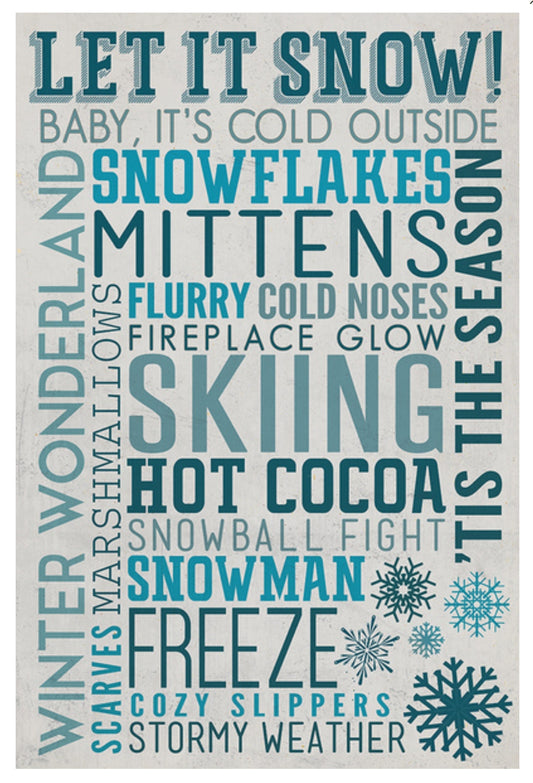 Lantern Press - Let it Snow - Winter - Typography - Postcard
