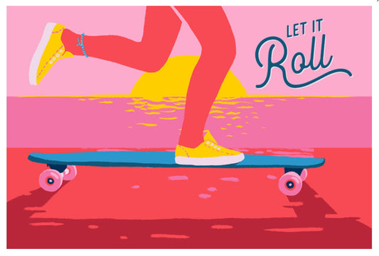 Lantern Press - Skateboard - Skateboarding - Let it Roll - Postcard