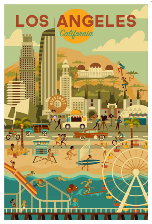 Lantern Press - Los Angeles, California - City of Angels - Geometric City Series - Postcard