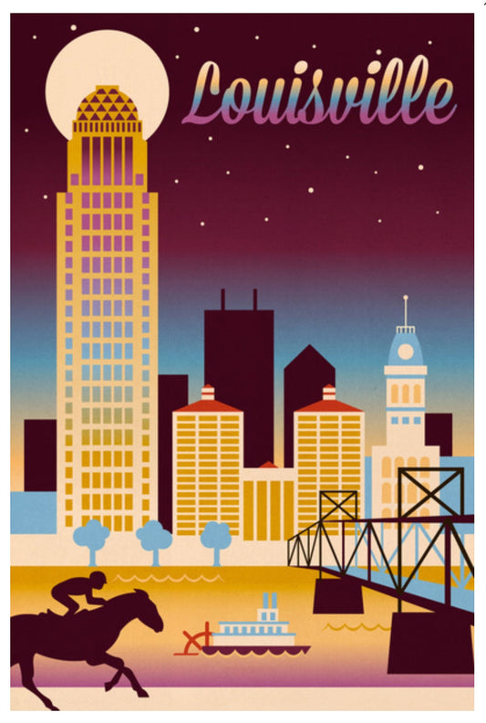 Lantern Press - Louisville, Kentucky -Retro Skyline -Postcard