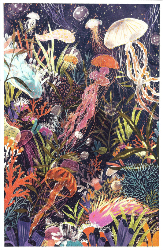 Lantern Press - Luminescent World - Jellyfish - Postcard