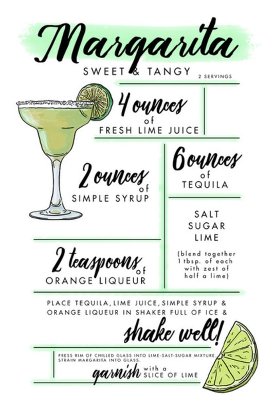 Lantern Press - Margarita - Cocktail Recipe - Postcard