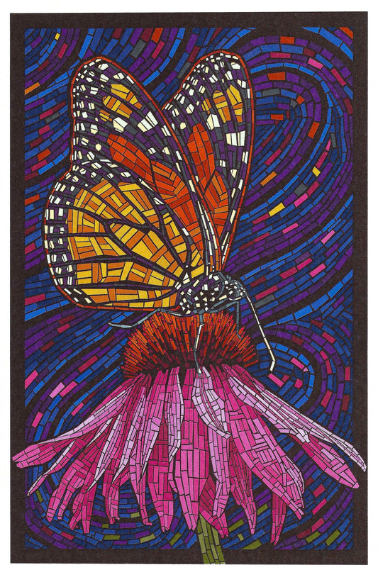 Lantern Press - Monarch Butterfly - Paper Mosaic - Postcard