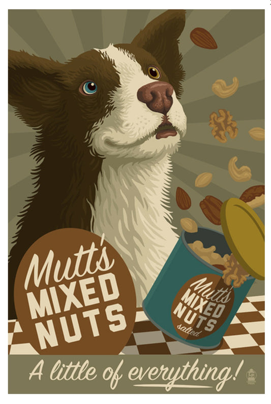 Lantern Press - Mutt - Retro Mixed Nuts Ad - Postcard